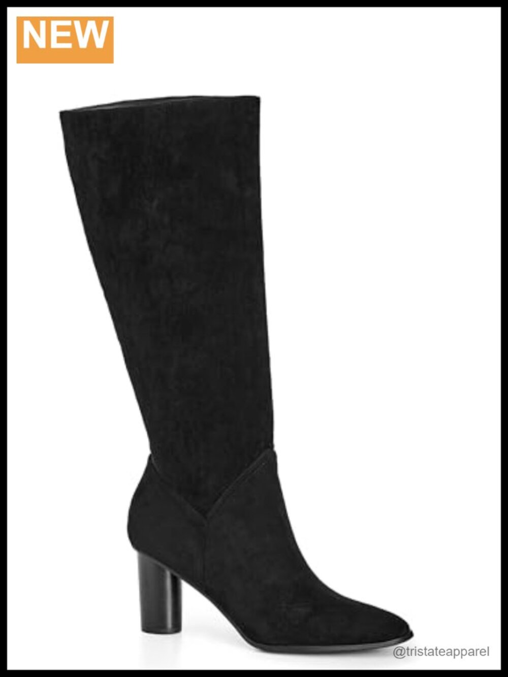 Faux Suede Knee High Block Heel Boots with Side Zipper